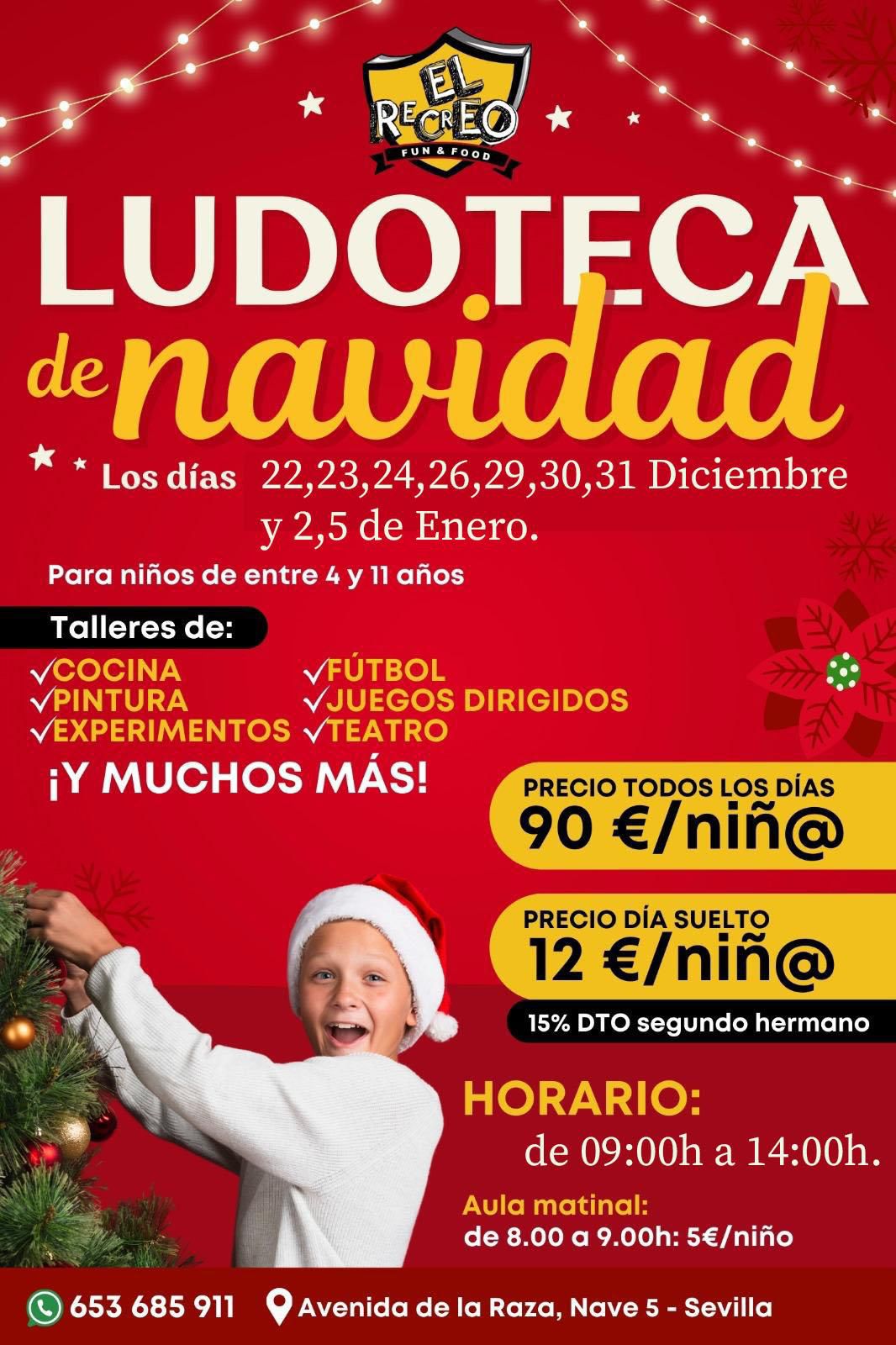Ludoteca y actividades navideñas para niños en parque Infantil el Recreo